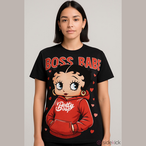 Apple Pie Betty Boop AOP Black & Red Graphic Tee